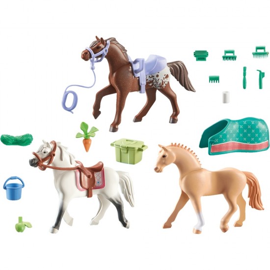 PLAYMOBIL HORSES OF WATERFALL ΤΡΙΑ ΑΛΟΓΑ ΜΕ ΑΞΕΣΟΥΑΡ (71356)